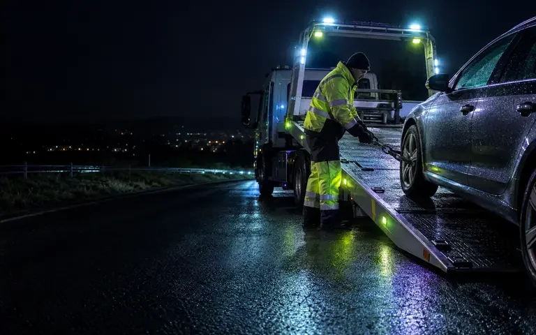 Breakdown recovery — vehicle recovery and transport illustration